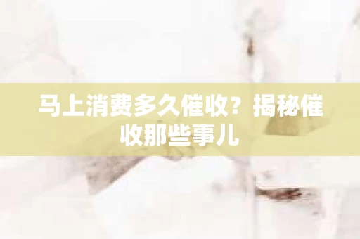 马上消费多久催收？揭秘催收那些事儿