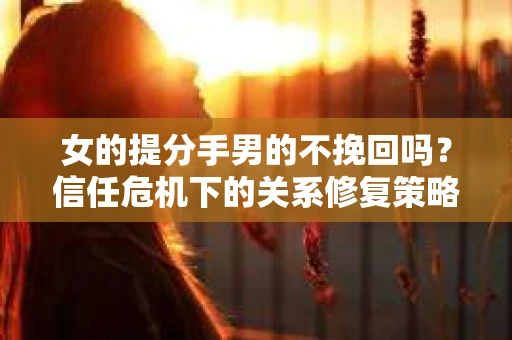 女的提分手男的不挽回吗？信任危机下的关系修复策略