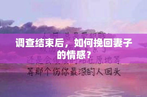 调查结束后，如何挽回妻子的情感？